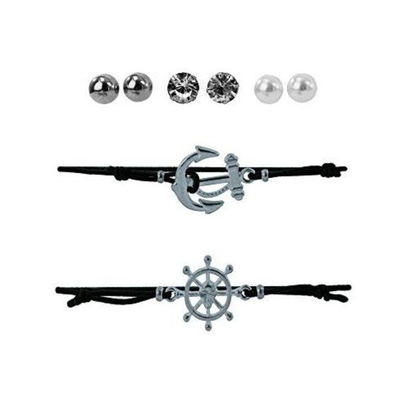 Anchor & Wheel Bracelet Earring Set - Picture 3 of 4